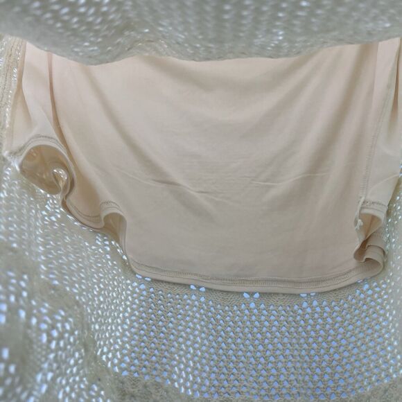 Haute Hippie Knit Crochet Midi Skirt Size XL Cream Boho Indie - Picture 7 of 9